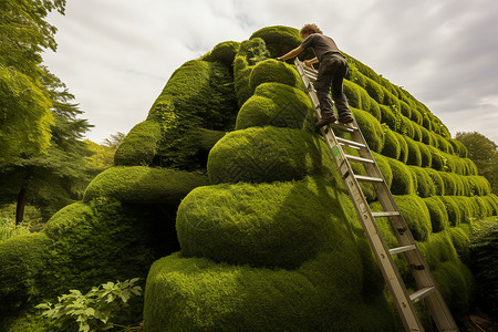 绿色植物造型园丁用植物做雕塑背景