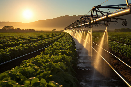 现代农业自动化农业概念插画现代自动化灌溉系统背景