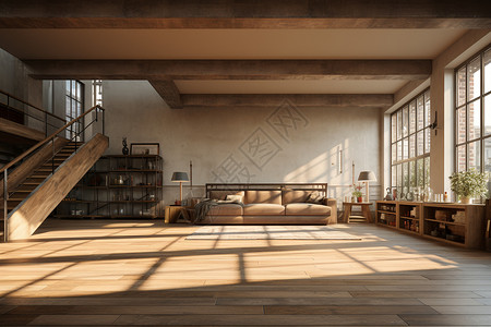 日式木地板室内装修背景图片