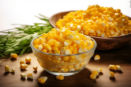 蔬菜玉米玻璃碗里的玉米粒背景