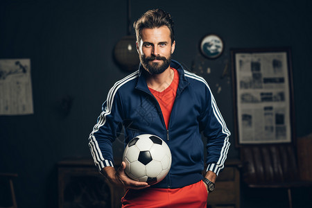 男人拿着一个足球背景图片