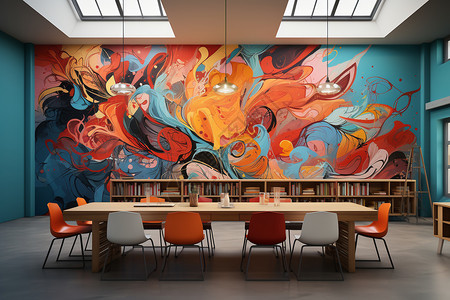 会议室的抽象壁画背景图片