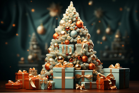 装饰模型素材璀璨耀眼的圣诞树背景