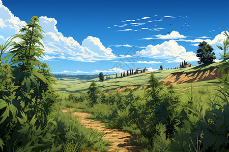 田野里的艾草植物背景图片