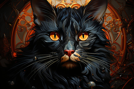 神秘的黑猫背景图片