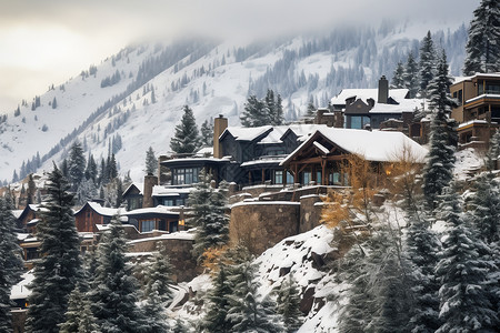 冬日的冰雪山村图片