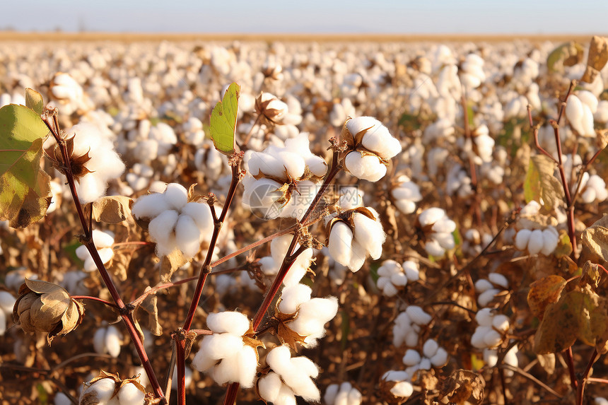 农田中成熟的棉花图片