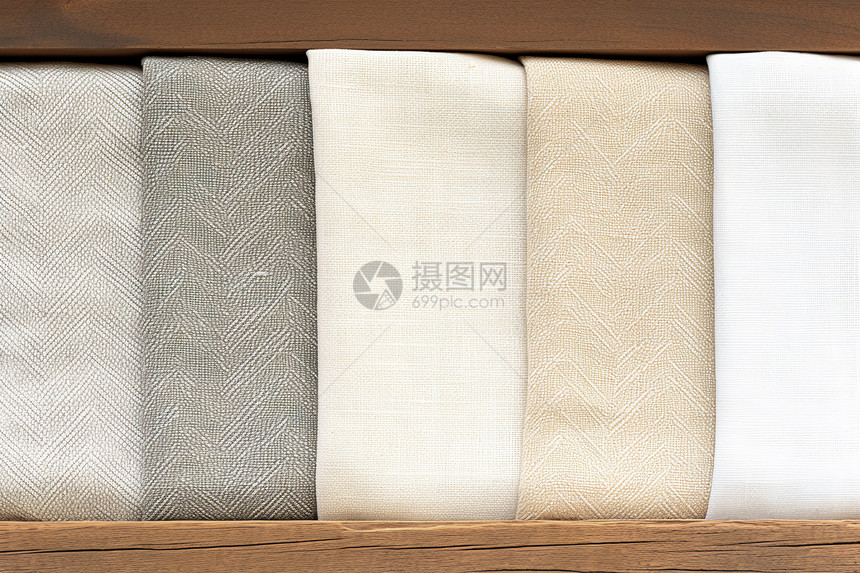 折叠的亚麻纺织品图片