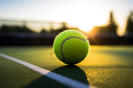 草地素材网网球场上的一颗网球背景
