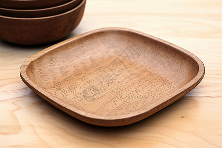 木制厨具桌子上的木托盘背景