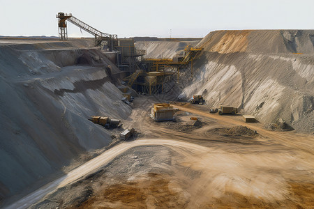 户外大型开采矿坑背景图片