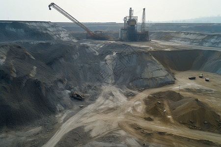 现代工业砂石开采场背景图片