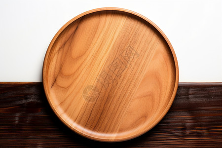木制厨具圆形木制餐盘背景
