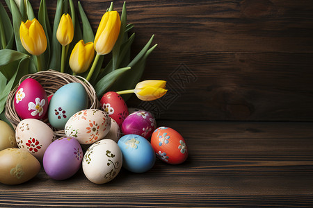 庆祝复活节的手绘彩蛋背景图片