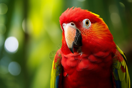 丛林中的野生红色鹦鹉背景图片