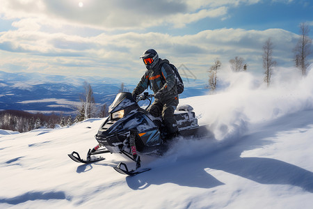 刺激的雪地摩托车运动背景图片
