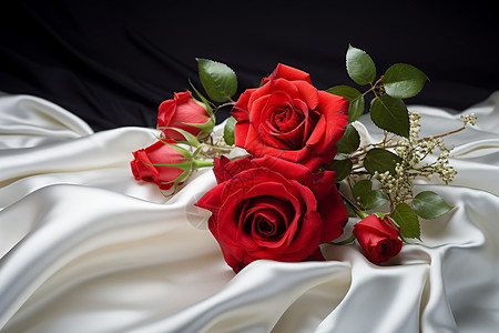 婚纱上精致的玫瑰手捧花图片