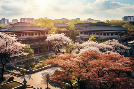 樱花盛开的校园图片