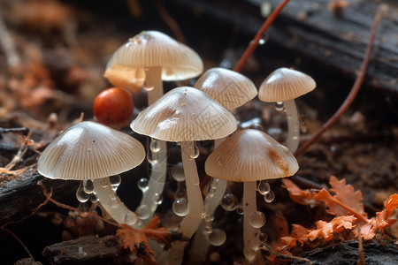 森林中一组蘑菇高清图片