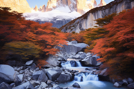 瀑布公园冰川公园的壮丽景色插画