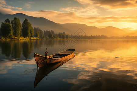 湖上小船湖上行船背景