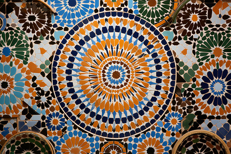 摩洛哥风格的彩色墙面背景图片