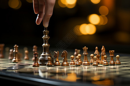 棋盘上棋子国际象棋西洋棋高清图片