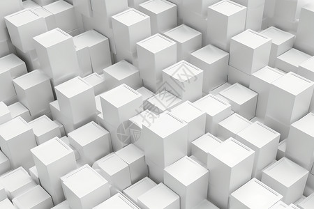 纯白色的立体立方体概念图背景图片
