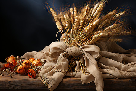 秋季丰收的金黄色麦穗图片