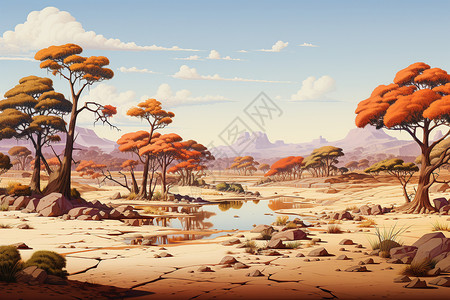 沙漠中的绿洲背景图片