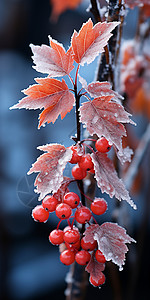 冬季霜冻的浆果图片