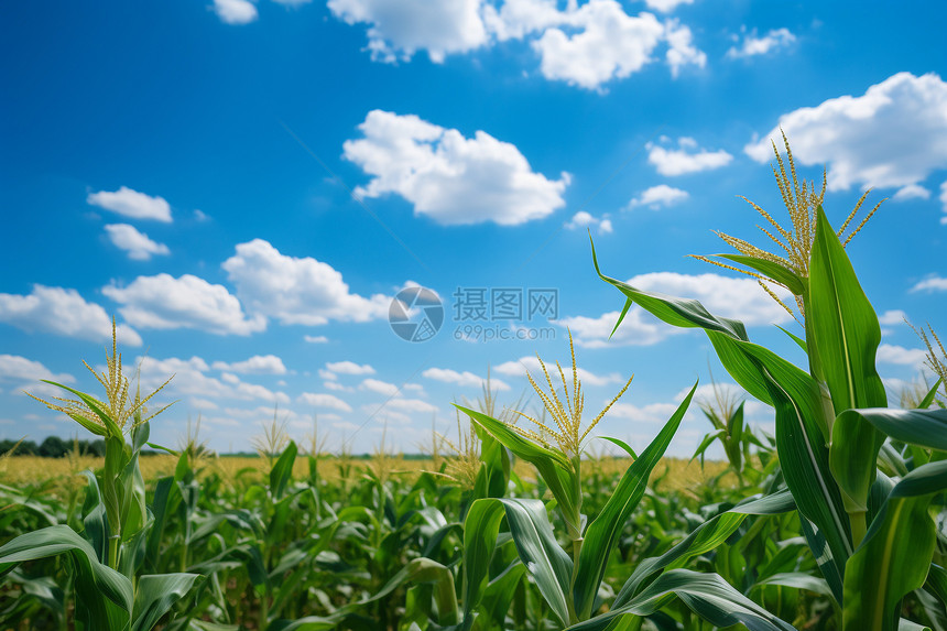 夏季郁郁葱葱的玉米田野图片