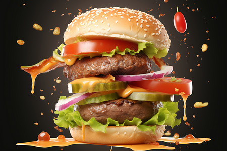 牛肉泥美味诱人的汉堡设计图片
