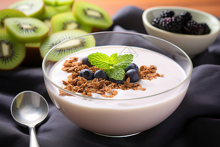 健康饮食的酸奶奇异果图片