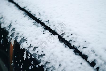 车顶积雪的特写镜头高清图片