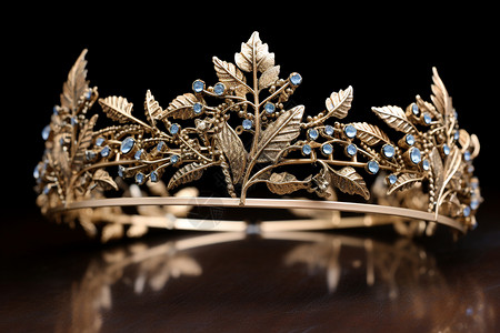 庄重装饰皇冠珠宝镶嵌的金色王冠背景