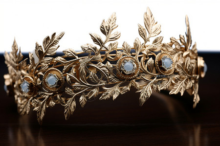 庄重装饰皇冠珠宝装饰的金色王冠首饰背景