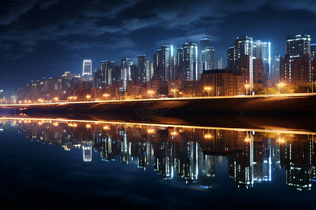 夜晚城市建筑的壮观景象图片
