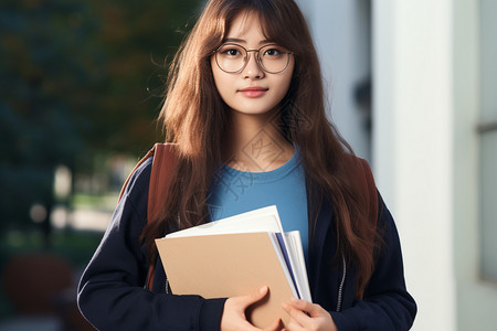 阳光年轻的女大学生背景图片