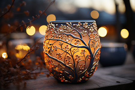 手绘花瓶静物雕花的艺术杯子背景