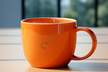 阳光下的橙色杯子背景图片