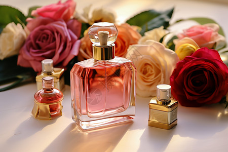 精致淡雅的花香香水背景图片