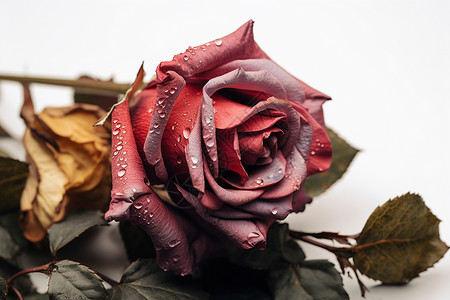 雨滴桌面素材沾满雨滴的枯萎玫瑰花背景