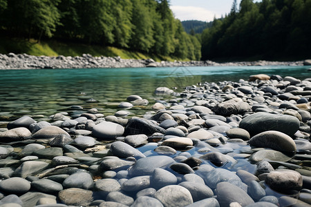 小溪间的岩石与水流图片