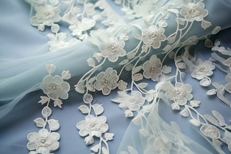 丝绸面料上的绣花背景图片