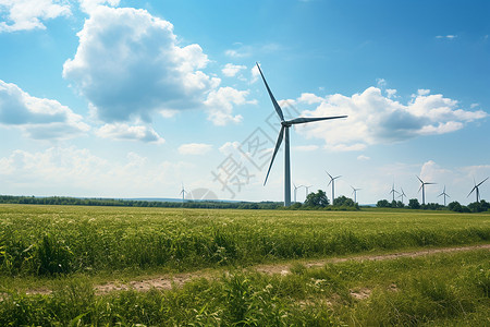 风力发电场上的涡轮发动机图片
