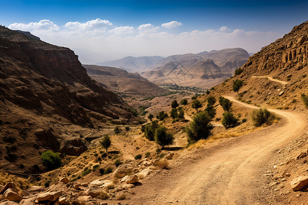 荒芜沙漠戈壁中的道路图片