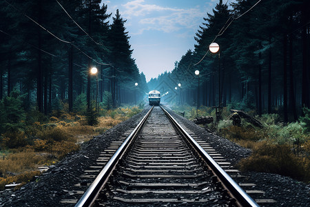 森林列车森林中行驶的列车设计图片