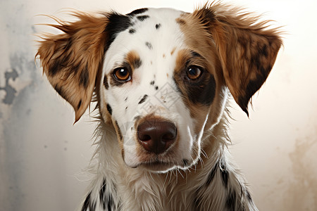 白色杂斑点的小狗背景图片