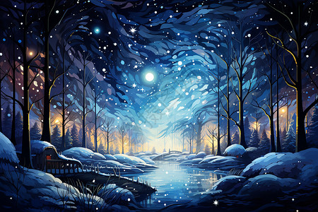 冬日的童话世界背景图片